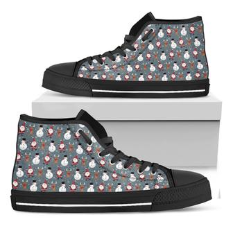 Santa Claus And Friends Pattern Print Black High Top Shoes - Monsterry