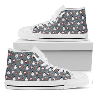 Santa Claus And Friends Pattern Print White High Top Shoes - Monsterry AU