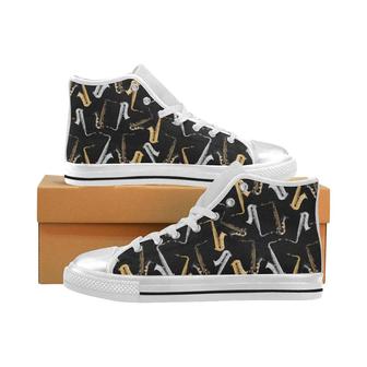 saxophone design pattern Women's High Top Shoes White - Monsterry CA