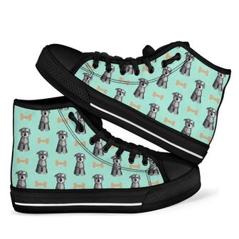 Schnauzer Dog Puppy Print Pattern Men Women's High Top Shoes - Monsterry UK