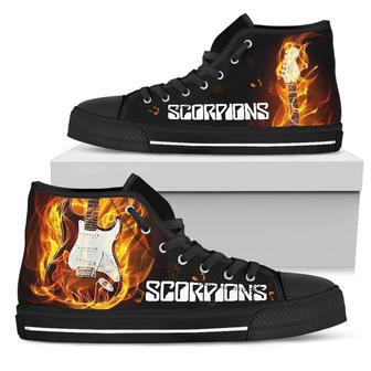 Scorpions Sneakers Fire Guitar High Top Shoes Idea For Gift | Favorety CA