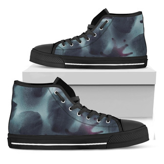 Screaming Horror Ghost Print Black High Top Shoes - Monsterry