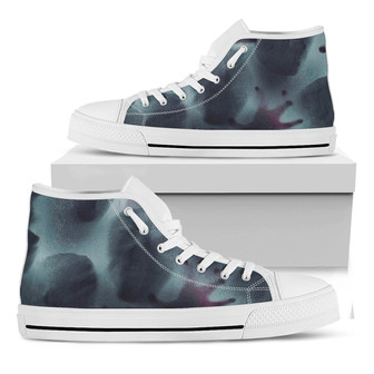 Screaming Horror Ghost Print White High Top Shoes - Monsterry