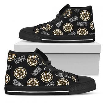 Script Logo Pattern Boston Bruins High Top Shoes | Favorety AU