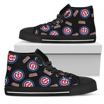 Script Logo Pattern Chicago Cubs High Top Shoes | Favorety AU