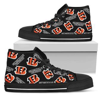 Script Logo Pattern Cincinnati Bengals High Top Shoes | Favorety CA