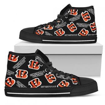 Script Logo Pattern Cincinnati Bengals High Top Shoes | Favorety AU