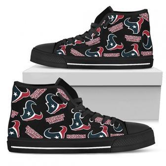 Script Logo Pattern Houston Texans High Top Shoes | Favorety DE