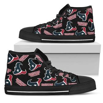 Script Logo Pattern Houston Texans High Top Shoes | Favorety AU