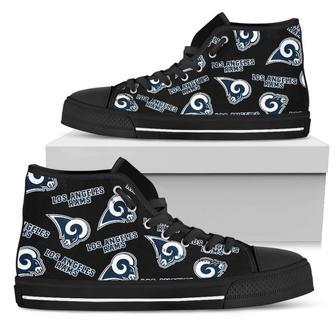 Script Logo Pattern Los Angeles Rams High Top Shoes | Favorety DE