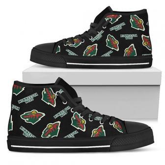 Script Logo Pattern Minnesota Wild High Top Shoes | Favorety