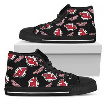 Script Logo Pattern New Jersey Devils High Top Shoes | Favorety AU