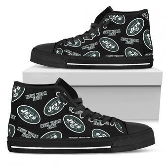 Script Logo Pattern New York Jets High Top Shoes | Favorety DE