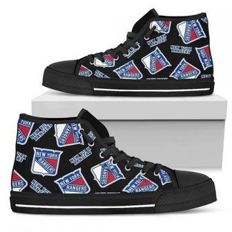 Script Logo Pattern New York Rangers High Top Shoes | Favorety