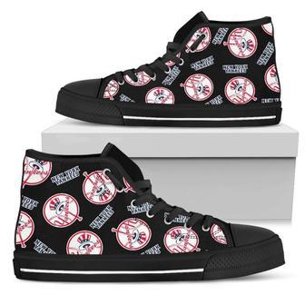 Script Logo Pattern New York Yankees High Top Shoes | Favorety AU