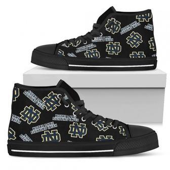 Script Logo Pattern Notre Dame Fighting Irish High Top Shoes | Favorety UK