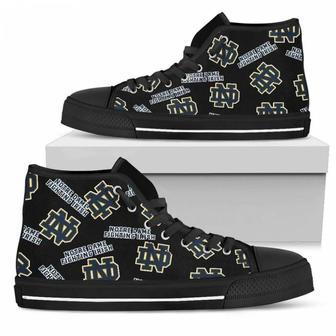 Script Logo Pattern Notre Dame Fighting Irish High Top Shoes | Favorety AU