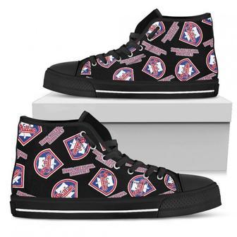 Script Logo Pattern Philadelphia Phillies High Top Shoes | Favorety AU