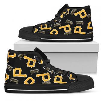 Script Logo Pattern Pittsburgh Pirates High Top Shoes | Favorety