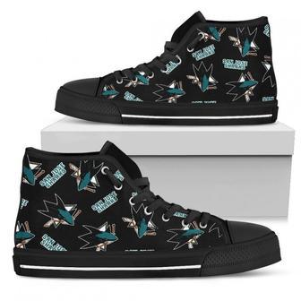 Script Logo Pattern San Jose Sharks High Top Shoes | Favorety CA