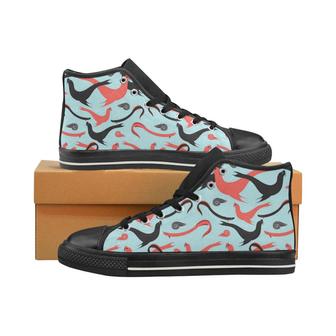 Sea Lion Pattern Theme Women's High Top Shoes Black - Monsterry AU
