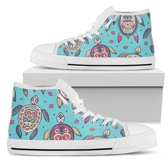 Sea Turtle Art Pattern Men High Top Shoes - Monsterry CA