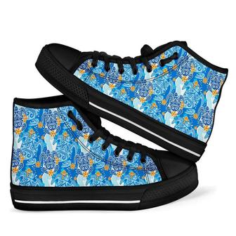 Sea Turtle Hawaiian Blue Men Women's High Top Shoes - Monsterry AU