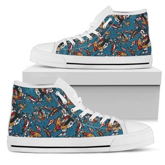 Sea Turtle Tribal Colorful Hand Drawn Women High Top Shoes - Monsterry CA