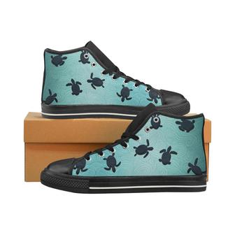 Sea turtle with blue ocean backgroud Women's High Top Shoes Black - Monsterry CA