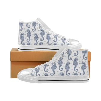 Seahorse pattern background Women's High Top Shoes White - Monsterry CA