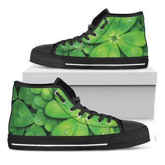 Shamrock Clover St. Patrick'S Day Print Black High Top Shoes - Monsterry CA