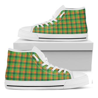 Shamrock Plaid St. Patrick'S Day Print White High Top Shoes - Monsterry AU