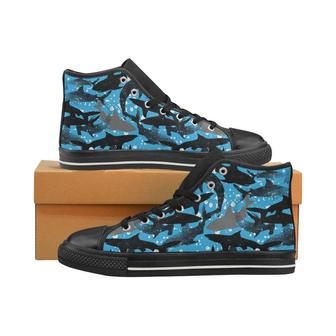 Shark Pattern Background Women's High Top Shoes Black - Monsterry CA