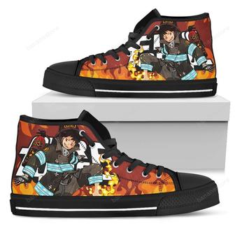 Shinra Kusakabe Fire Force Sneakers Anime High Top Shoes - Monsterry