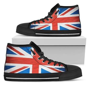 Silky Union Jack British Flag Print Men's High Top Shoes - Monsterry CA