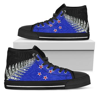 Silver Fern Flag High Top Shoes Blue - Monsterry AU