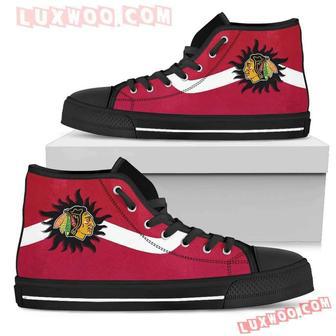 Simple Van Sun Flame Chicago Blackhawks High Top Shoes Sport Sneakers | Favorety