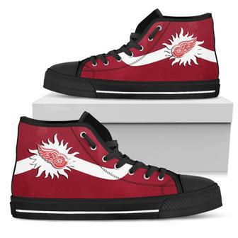 Simple Van Sun Flame Detroit Red Wings High Top Shoes | Favorety CA