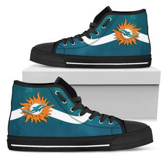 Simple Van Sun Flame Miami Dolphins High Top Shoes | Favorety