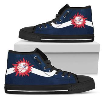 Simple Van Sun Flame New York Yankees High Top Shoes | Favorety CA