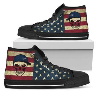 Skull Flag Vintage Style New England Patriots High Top Shoes | Favorety CA