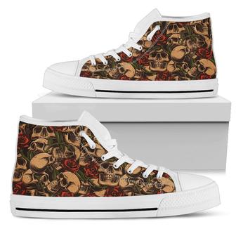 Skull Roses Vintage Design Themed Print Women High Top Shoes - Monsterry AU