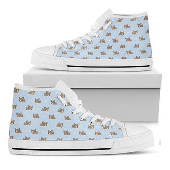 Sleeping Chihuahua Pattern Print White High Top Shoes - Monsterry