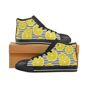 slice of lemon design pattern Men's High Top Shoes Black - Monsterry AU