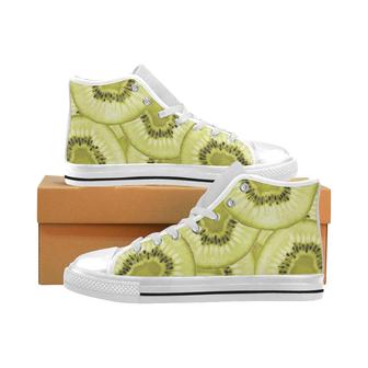 Sliced kiwi pattern Men's High Top Shoes White - Monsterry CA