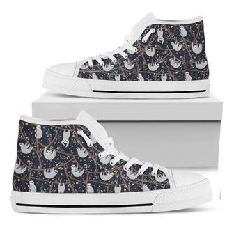 Sloth Family Pattern Print White High Top Shoes - Monsterry