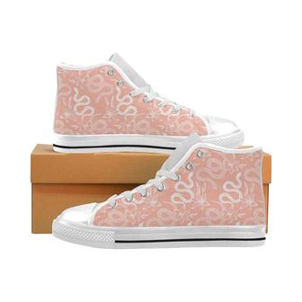 Snake lilies flower pattern Men's High Top Shoes White - Monsterry AU
