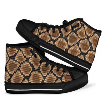 Snakeskin Python Skin Men Women's High Top Shoes - Monsterry