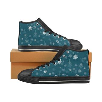 Snowflake pattern dark background Men's High Top Shoes Black - Monsterry CA