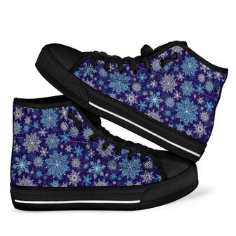 Snowflake Pattern Print Men Women's High Top Shoes - Monsterry AU